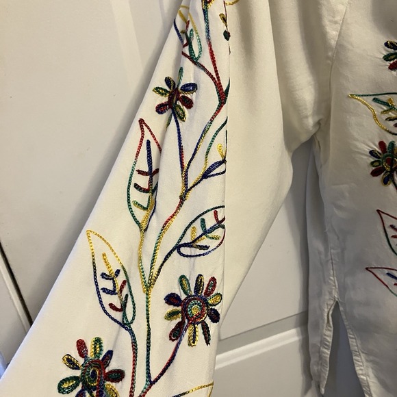 More By Lata Sz Large Boho Embroidered Top Y2K Women's‎ Peasant Hippie Ivory - Picture 4 of 7